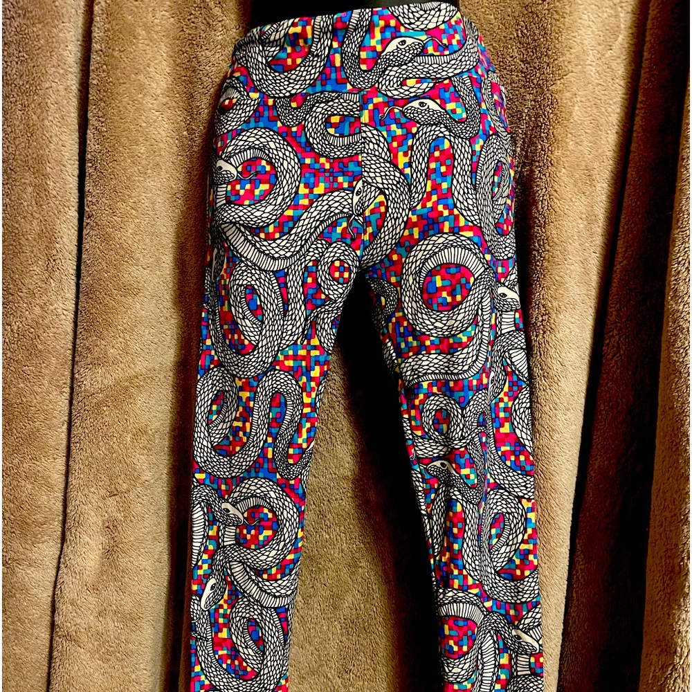 Halloween Snake Leggings with colorful blocks. One Size 0-12